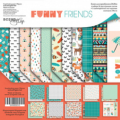 Набор бумаги 20х20 см "Funny Friends", 11 листов (Скрапмир)