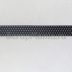 Лента декоративная "Мелкие круги на черном", 1,3 см, длина 90 см