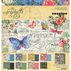 Набор бумаги 30х30 см с наклейками "Flutter", 16 листов (Graphic 45)
