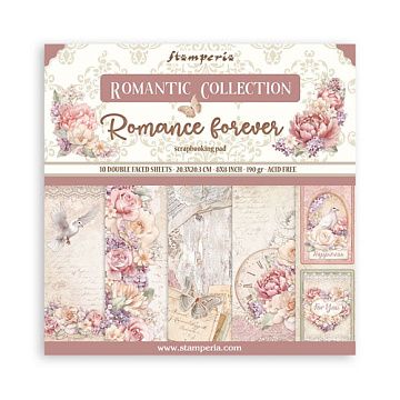 Набор бумаги 20х20 см "Romance Forever", 10 листов (Stamperia)