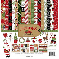 Набор бумаги 30х30 см с наклейками "Celebrate Christmas", 12 листов (Echo Park)