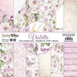 Набор бумаги 20х20 см "Violetta", 12 листов (ScrapBoys)
