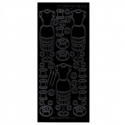 Контурные наклейки "Манекен и швейные принадлежности", цвет черный (JEJE)