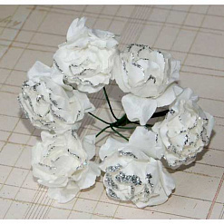 Букетик цветов с глиттером "Пион", цвет белый, 6 шт (Impresse)