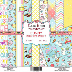 Набор бумаги 20х20 см "Bunny birthday party", 10 листов (Фабрика Декору)