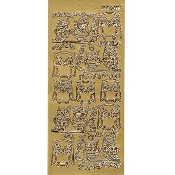Контурные наклейки "Совушки", лист 10x24,5 см, цвет золотой