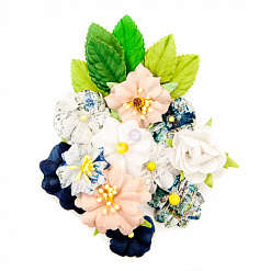Набор тканевых цветов с листиками "Georgia Blue Bells" (Prima Marketing)