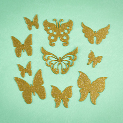 Набор термонаклеек с глиттером "Бабочки", цвет античное золото