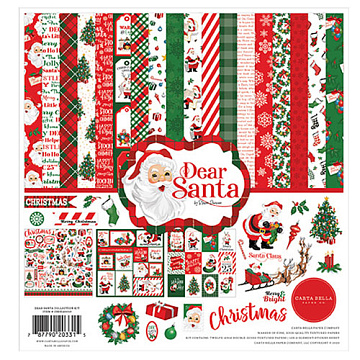 Набор бумаги 30х30 см с наклейками "Dear Santa", 12 листов (Carta Bella)