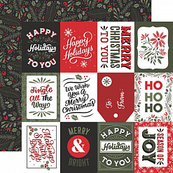 Набор бумаги 30х30 см с наклейками "Salutations Christmas", 12 листов (Echo Park)