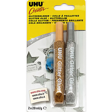Клей-глиттер UHU "Glitter glue", цвет золотой и серебряный, 2х20 мл (UHU)