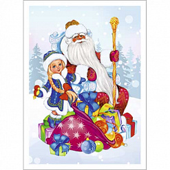 Тканевая карточка "Дед Мороз и Снегурочка. Мешок подарков" (ScrapMania)